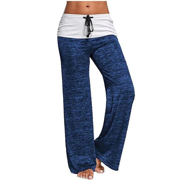 

women's pants & capris 2021 loose leggings women wide leg lace up fitness plus size trousers high waist female patchwork boot cut, Black;white
