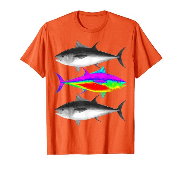 

bluefin tuna scientific illustration rainbow fish t-shirt, White;black