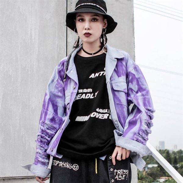 

women's jackets gradient denim for women fashion letter print woman coat blaser vintage casual lady jeans loose single-breasted feminin, Black;brown