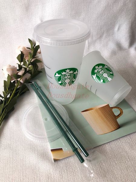 

Starbucks 16oz 24OZ Tumblers Mugs Plastic Drinking Juice With Lip And Straw Magic Coffee Mug Costom Transparent cup 50pcs Mug DHL transport, As picture