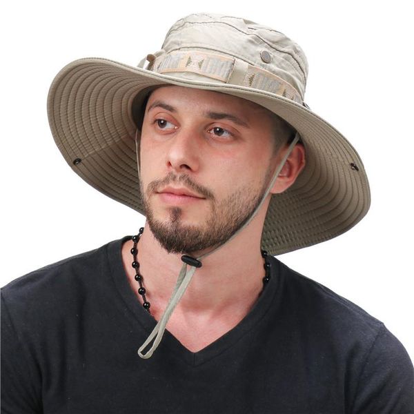 

outdoor hats hiking summer safari women uv boonie hunting wide waterproof hat bucket panama men brim sun protection fishing s, Black;white