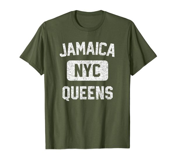 

jamaica ny t shirt - gym style distressed white print, White;black