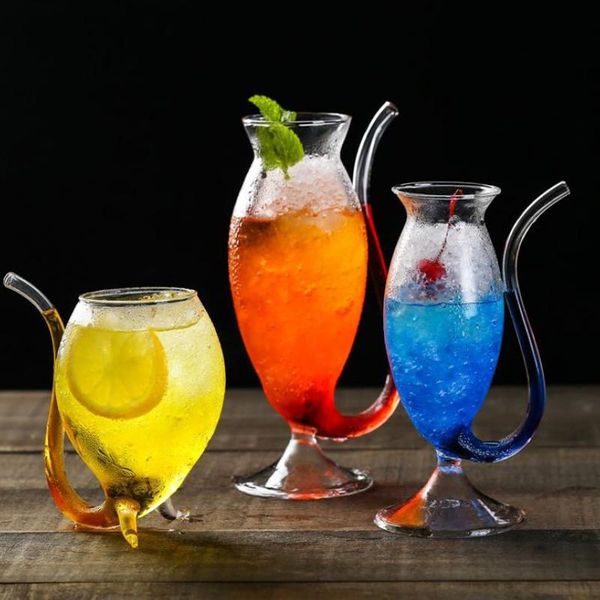 

wine glasses clear vampires heat-resistant juice glass cup with drinking tube straw home bar he