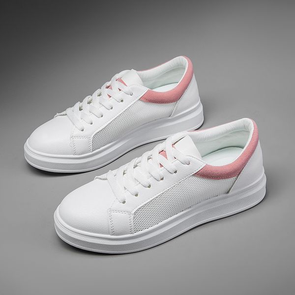 

spring 2021 korean version shoes basic solid color flat flat student sports board damp leather upper breathable small white lady