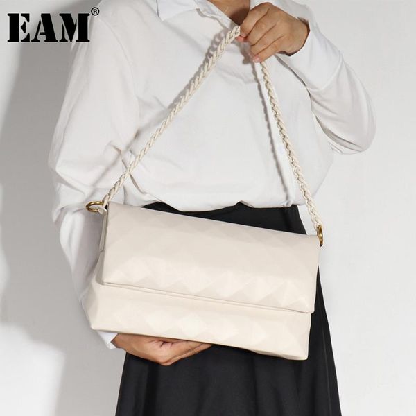 

evening bags [eam] women luxury tote bag quality pu leather flap personality all-match crossbody shoulder fashion tide 2021 18a3322