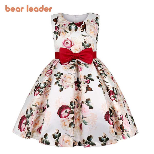 Bear Leader Kids Girls Party Abiti da principessa Fashion Baby Floral Wedding Abiti senza maniche Bambini Bowknot Costumi eleganti 210708