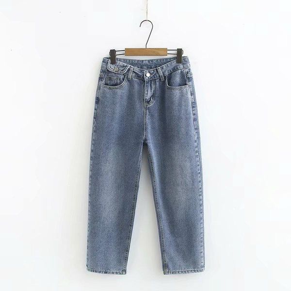 

women's jeans plus size straight black blue long denim pants