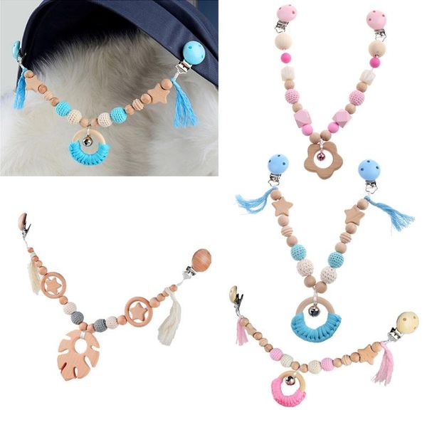 

stroller parts & accessories wooden music rattle animal star mobile holder teething pendant gym rodent silicone beads necklace clip