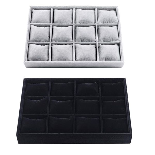 

jewelry pouches, bags bracelet anklet display tray watch showcase 12 grids organizer, Pink;blue
