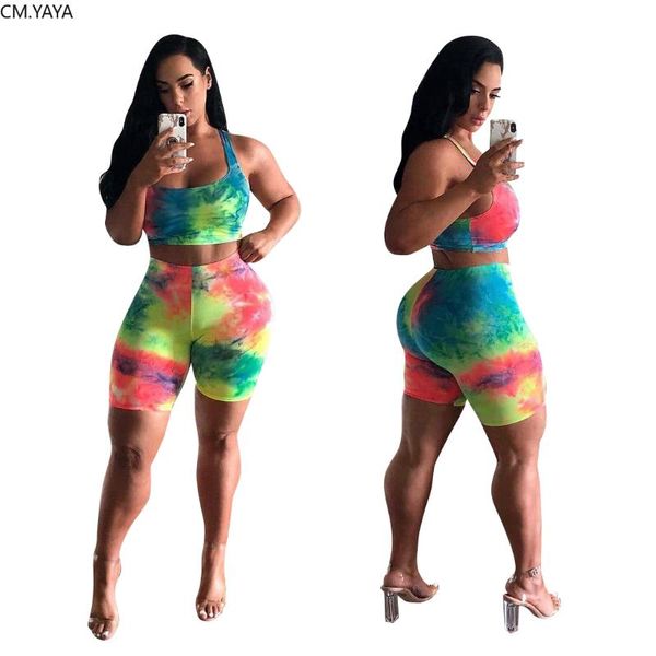 

women tie dye print two pieces sets tracksuits t-shirt shorts skinny leggings pants suit fitness sporty outfits gl5137 piece dress, White