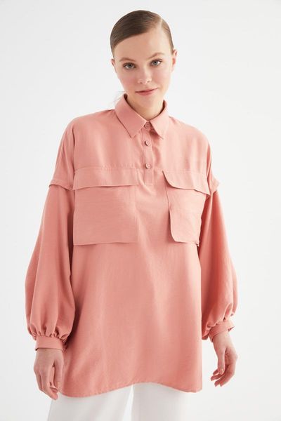 

women's blouses & shirts trendyol shirt collar tunic tctss21tn0143, White