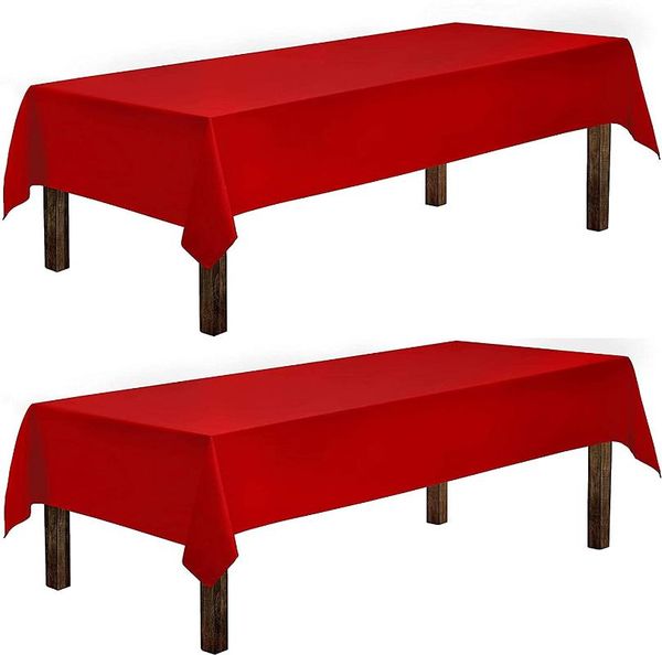 

table cloth wealuxe red tablecloth 60x102 - rectangular 6 feet cover cloth, 2 pack
