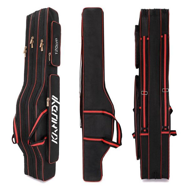

fishing accessories outdoor 3 layer bags 80cm 100cm 120cm waterproof tackle bag 2 rod tools storage pole xa176