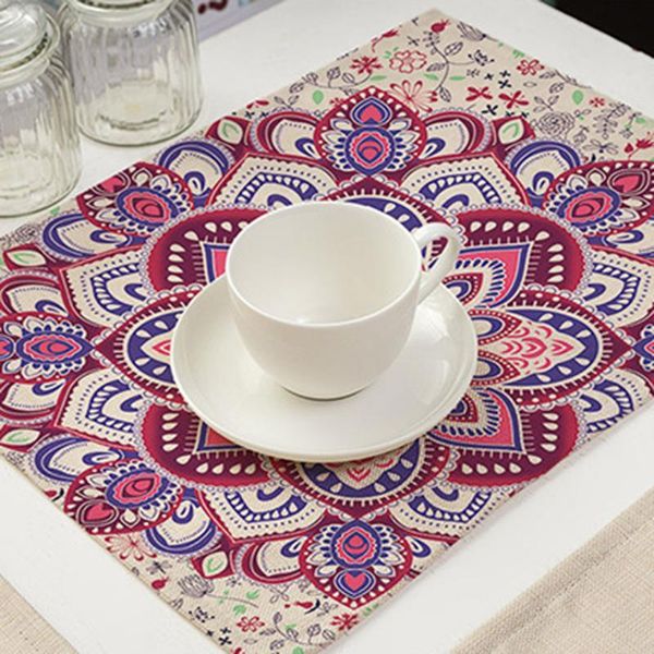 

mats & pads mandala non-slip insulation placemat for table dinner cotton linen home decor 42*32cm dd207