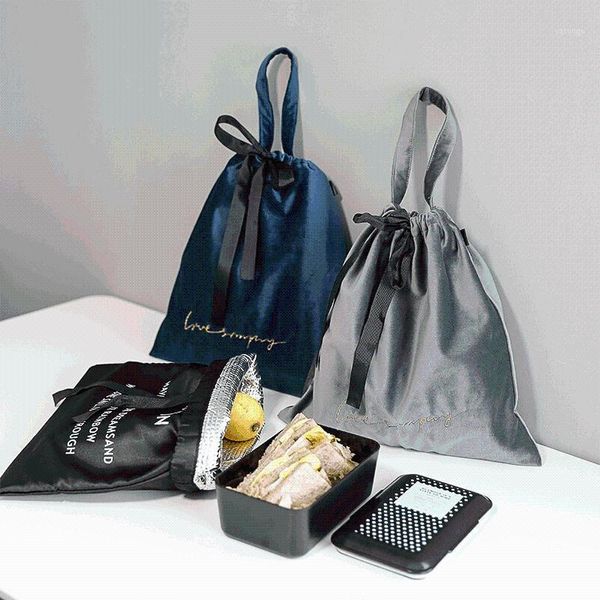 Sacos de armazenamento bolsas de veludo douradas, realizar sacos de almoço, estilo de luxo claro design de isolamento de design de personalidade original
