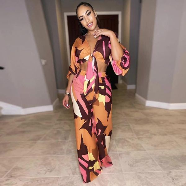 

ethnic clothing 2021 causal long sleeve wide leg pants set women african women's, Red