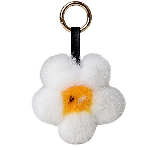 

keychains fashion sunflower keychain pompon temperament women fine bag charm pendant product accessories keyring, Silver
