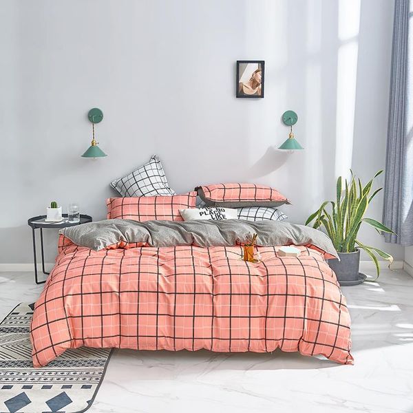 

bonenjoy plaid bedding set king size stripes quilt cover bed sheet pillowcase for kids double bedclothes geometric kit sets