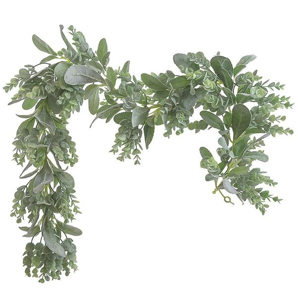 

novelty items lambs ear garland greenery and eucalyptus vine / 38 inches long/light colored flocked leaves/soft drapey wedding