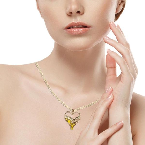 

pendant necklaces necklace dripping honey heart bee for women clavicle chain anniversary jewelry accessories gitf bijoux femme, Silver