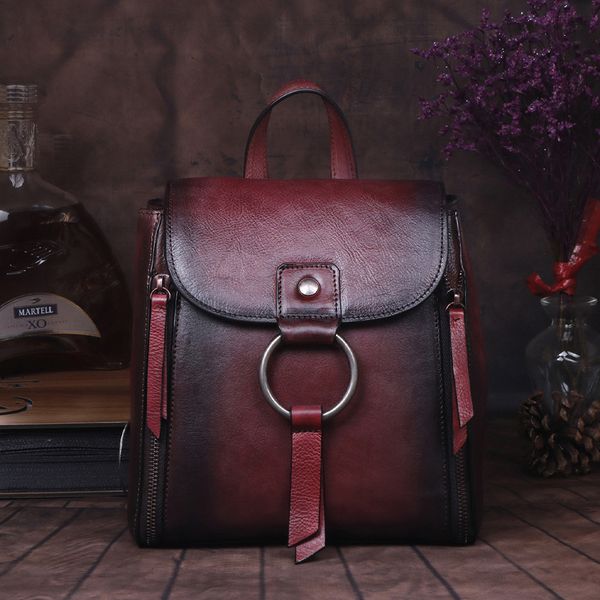 

bags wallet backpack 2021 style women's bag with leather head coat, Black;red