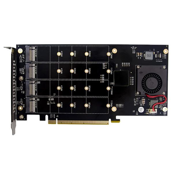 

4-port m.2 key m nvme ssd raid riser card for pc lapcomputer cables & connectors