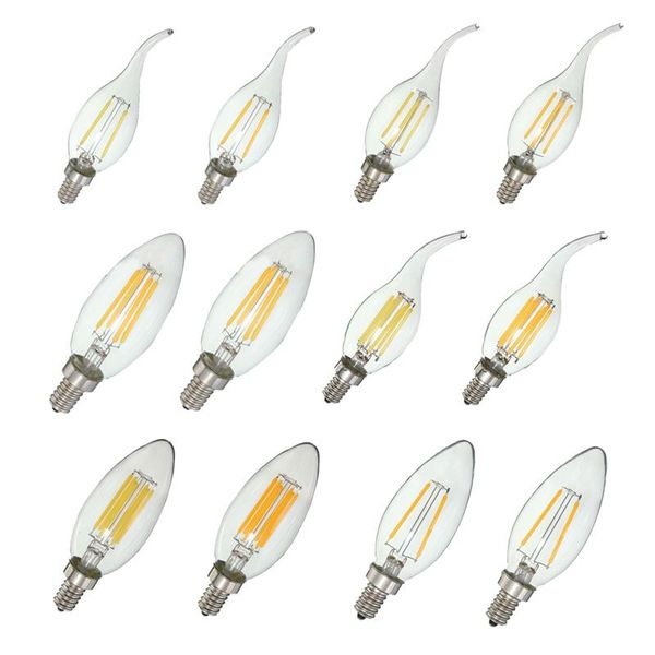 

bulbs dimmable e12 cob candle flame filament led light bulb lamp