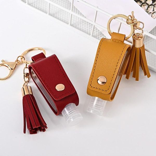 

storage bottles & jars 30ml tassel faux leather anti-lost empty handwashing bottle travel portable protective case refillable gel keychain