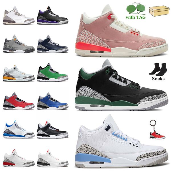 

outdoor basketball shoes men jumpman 3 3s rust pink pine green racer blue a ma maniere unc black cement court purple cool grey varsity royal