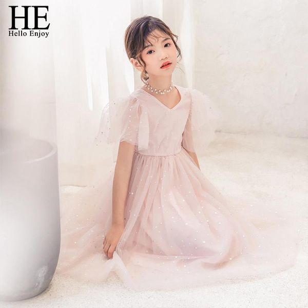 

girl's dresses he hello enjoy lace princess dress for girls summer short sleeve ruffle kids children tulle layers wedding party costume, Red;yellow