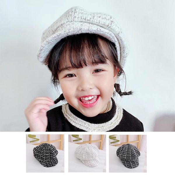 

caps & hats baby beret hat children's checkered winter earflap cap solid star anise color painter autumn and, Yellow