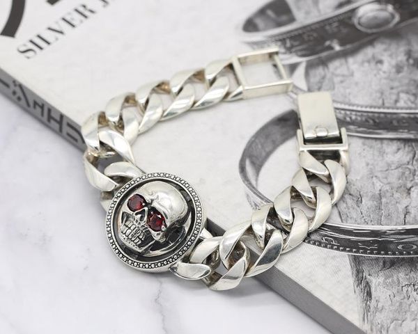 

link, chain 100% s925 solid silver vintage thai fashion bracelet male punk style turn, Black