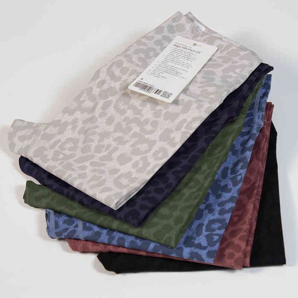 

lulu leopard print high waist yoga leggings for women stretchy fitness gym running pants workout push up shaping bottoms 2021, Black