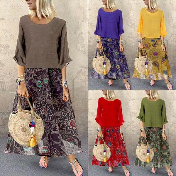 

casual dresses 2021 autumn women's 2 pcs dress -o-neck long sleeve loose ankle length, Black;gray