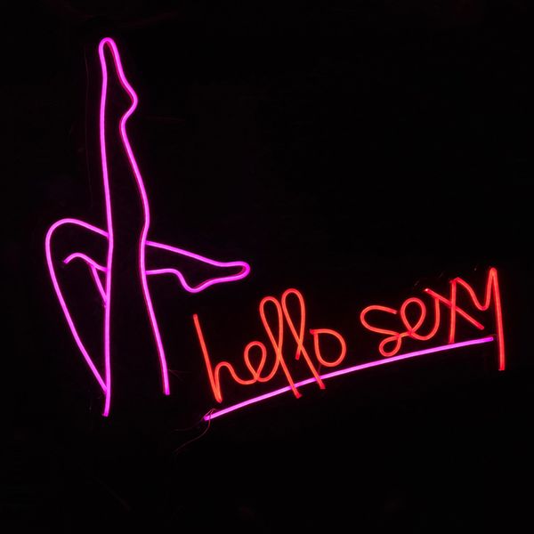 

"hello sexy" and beautiful legs sign store restaurant bar gift shop door decoration board led neon light 12 v super bright