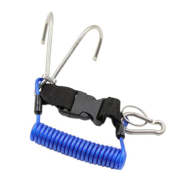 

scuba reef hook double diving with spiral coil lanyard safe accessories pool &