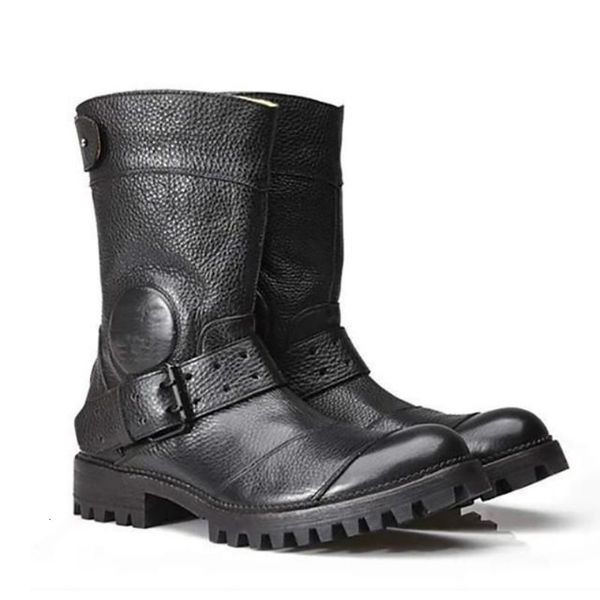 

dress shoes 2021 men's pu leather elegant carved zipper boots classic mid calf men casual fashion winter combat xm469 mqw1, Black