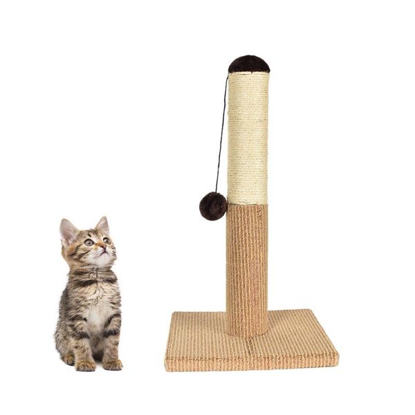 

cat toys sisal rope climbing tube frame scratching board with a toy ball and large base pet for sharpen claw