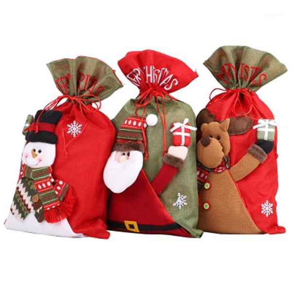 

christmas decorations 1pc burlap tote bag apple decoration gift children candy bags1