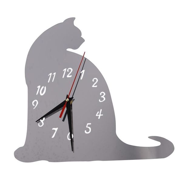 

wall clocks 3d cat mirror clock diy mute living room bedroom