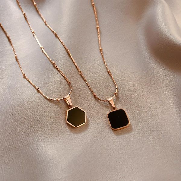 

pendant necklaces korea fashion 2021 trend premium design geometric square hip hop jewelry for women gilded luxury girl clavicle, Silver