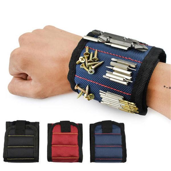 NewMagny Pulseira Bolso Bolso Ferramenta Bolsa Bolsa Parafusos Parafusos Holding Tools Braceletes Magnéticos Práticos Fortes Chuck Wrist Toolkit LLD1123