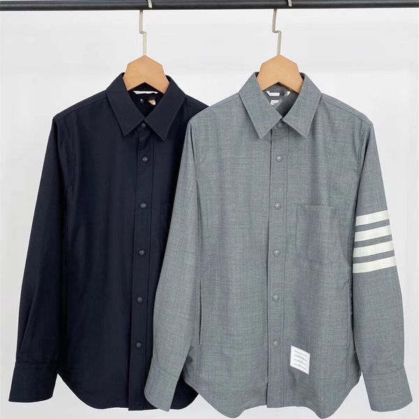 

channel four bar fine imitation wool men's shirt jacket, White;black