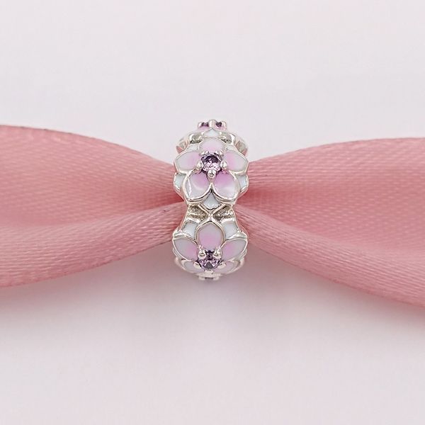 925 Sterling Silber Perlen Magnolia Bloom Charms Passend für europäische Pandora-Schmuckarmbänder Halskette 792088PCZ AnnaJewel