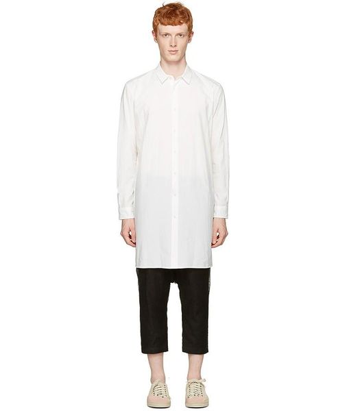 

men's casual shirts clothing high qulity model catwalk fashion personality long shirt plus size stage singer costumes, White;black