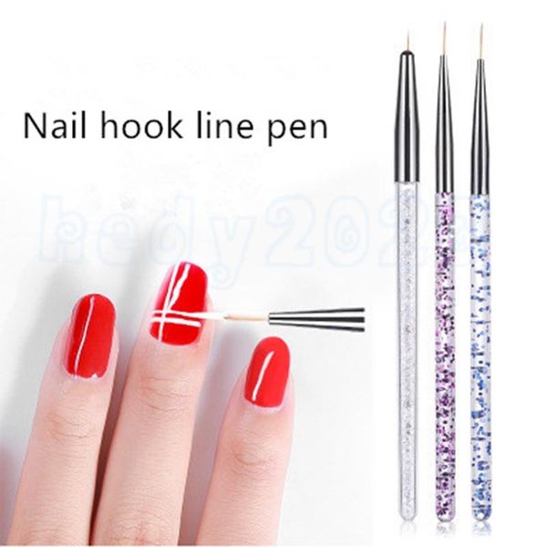 

temporary tattoos 100set(3pcs/set )nail art transparent handle stripe line liner painting brush acrylic pattern drawing diy pen manicure too