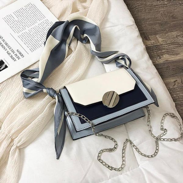 

2020 new fashion women's casual shoulder foreign style small square bag silk scarf, super texture crossbody solid lady