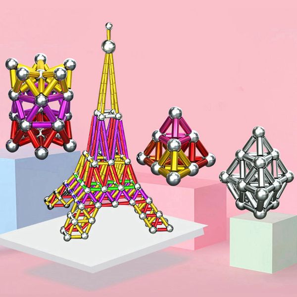 

500pcs of magnetic bar steel ball toy colorful magnetic bar building toy early education magnetic bar steel ball toy for kids