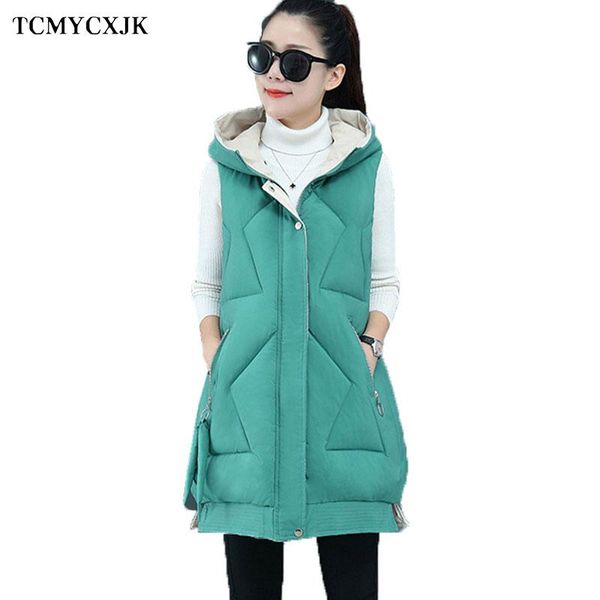 

women's vests 2021 winter office vest down cotton for girls mid-length korean loose thick white vintage jacket, Black;white