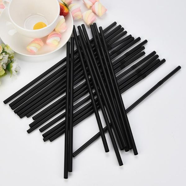 

drinking straws 100pcs 24cm black long flexible wedding party supplies plastic milk tea kitchen accessories